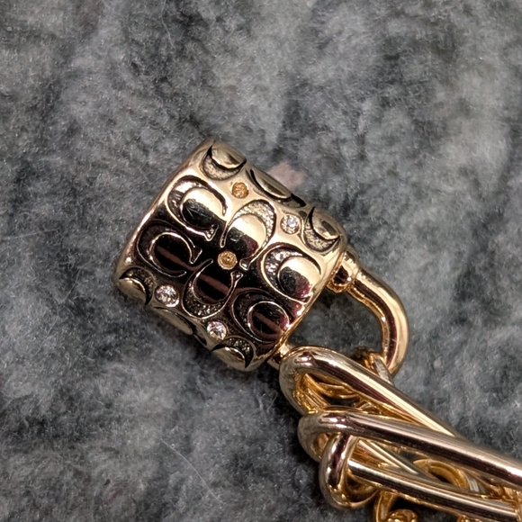 Coach Gold Tone Charm Bracelet / Bag Charm 7.5” (Heart + Purse + Key) - Picture 4 of 8